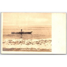 Antique RPPC Eskimo Inuit Kiak Skin Boat Postcard Sepia UNP Kayaking Arctic picture