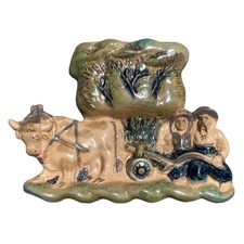 Vintage LKSF Ukrainian Ceramic Wall Pocket Planter Lviv Factory Figures USSR picture
