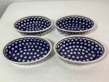 BOLESLAWIEC Polish Set x4 Oval Individual Pottery Dishes. 6”x 4”x1.5”-Excel Cond picture