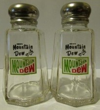A Nice Set of Mountain Dew Salt & Pepper Shakers 3¾