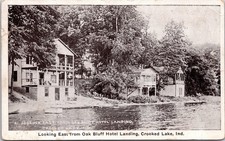 PC7236 IN Indiana Crooked Lake Oak Bluff Hotel Landing Steuben County Postcard picture
