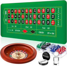 Deluxe Roulette Wheel Game Set with Wood Wheel, Mat, Chips & Dealer Button picture