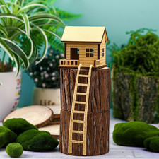 Mini Wooden Treehouse with Ladder – Plant Mini Treehouse, Miniature Flower Pot picture