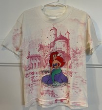 Vintage The Little Mermaid Tie-Dye Shirt Castle Pink Ariel Disney 90s Size 7/8 picture