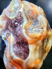 Rare Lake Superior Amethyst Quartz Tube Agate In Multi-Color Chalcedony 2.2oz picture