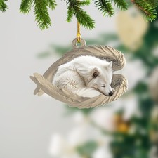 Personalize American Eskimo Dog Angel Wings Ornament, Eskimo Dog Car Ornament picture