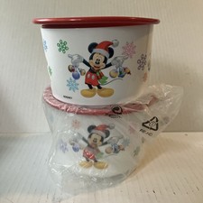 Tupperware Christmas Disney One Touch Canister 575ml Vintage Snap Festive Set 2 picture