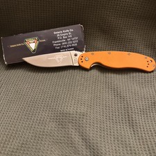 Ontario Satin RAT 1 AUS-8 Orange Nylon Linerlock Folding Pocket Knife picture