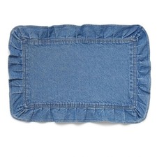 Pioneer Woman Ruffle Soft Denim Fabric Placemat 20 x 14-in Blue Cotton Dining picture