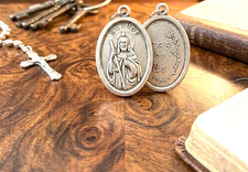 Vintage St Jude Thaddeus Pray For Us Medal Silver Plated 1