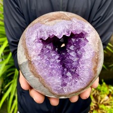 4.07LB Natural Open Smile Agate Amethyst Sphere Healing Wealth Collectible Cryst picture