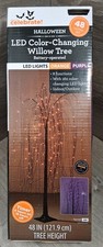 Halloween Purple LED Lighted Willow Tree Decor, Battery Op, 48” Tall, New In Box picture