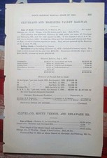 1879 Annual TRAIN Report CLEVELAND & MAHONING VALLEY RAILWAY Sharon PA Railroad  picture