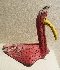 Vintage Mike Rodriguez Wood Carving Signed 1988 New Mexico Folk Art Ibis Bird picture