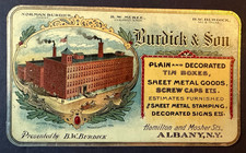 Burdick & Son Tin Boxes & Sign Maker Metal Advertising 5 3/8 x 3 3/16