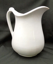 Antique White Ironstone Pitcher ~ Water Ewer ~ Crazing & Some Staining picture