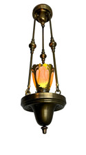 antique 1915-20s Victorian early electric brass pendant fixture picture