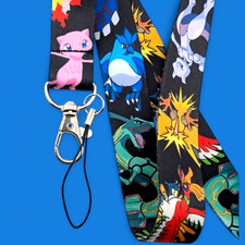 LEGENDARY POKEMON LANYARD black neck strap ID badge clip go mew mewtwo zapdos Z1 picture