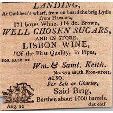 Well Chosen Sugars Wm. & Saml. Keith 1806 Philadelphia Clipping SAJ6-S13 picture
