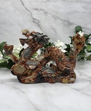 XL Brecciated Jasper Dragon 5.5 lb Large Feng Shui Dragon Statue Red Jasper Drag picture