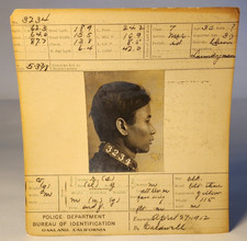 1912 ORIGINAL OAKLAND POLICE BOOKING SHEET OF A CHINESE TONG - GANG WAR?  (#6) picture