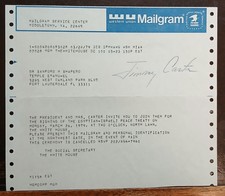 President Jimmy Carter Signed Invitation To Historic Israel/Egypt Peace Treaty  picture