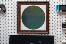 Framed Silicon Wafer Display for Vintage CPU Microchips Tech Wall Art ( 8 inch ) picture