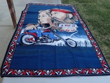 Vintage David Mann A Way of Life Harley Davidson Motorcycle Felt Tapestry 1970's picture