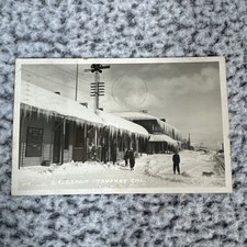 Vintage Truckee CA SP Railroad Depot Winter Snow RPPC Postcard 1948 Ice Icicles picture