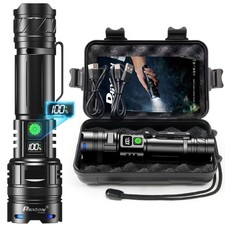 PHIXTON Rechargeable Flashlight High Lumens 100000 One Mode Mode, Black picture