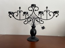Beautiful Halloween Black Metal Candelabra with a Spider Web picture