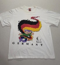 VTG Disney Dwarf Dopey Epcot Germany Flag Shirt Made in USA Size Large picture