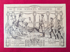 WWI 1919 City Of London Services Rendered Certificate Lieut F Ingerson HAC Tanks picture