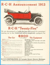 1913 RCH Corp Detroit MI Model Twenty Five Antique Automobile Open Car 1912 Ad picture