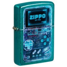 Zippo 47434, Game on Design, Candy Teal Finish Lighter, NEW picture