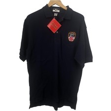 FDNY Fire Zone Navy Blue Cotton Polo Shirt Mens Medium FDNY800 NWT picture