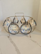 VTG Set Of 6 Moriage Dragonware Demitasse Cup Sauce-Wales Japan w/Holder (13PC) picture