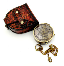 Engraved Brass Compass Gift For Son Nautical Gift Item Vintage Compass With Case picture