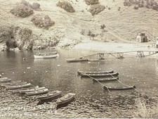 RPPC Postcard Catalina Island Scout Canoes BSA Camp Cove View V55 picture