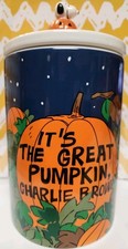 Peanuts IT’S THE GREAT PUMPKIN, CHARLIE BROWN Ceramic Canister 9.75X9.75x4.75 picture