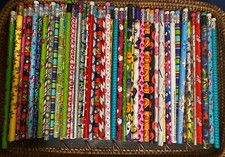Lot Of 50 Unsharpened Wooden Pencils - Various Colors Designs All With Erasers picture
