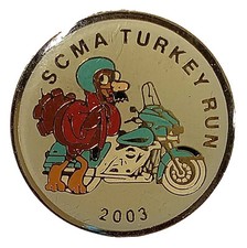 2003 SCMA Turkey Run Motorcycle Pin – Vintage Biker Ride Rally Enamel Badge picture