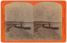 MINNESOTA STEREOVIEW - Alexandria - Lake Carlos Hunters - NJ Trenham 1880s picture