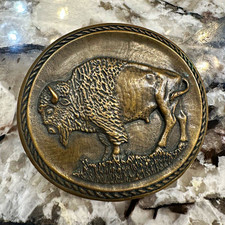 Vintage retired James Avery bronze bison buckle picture