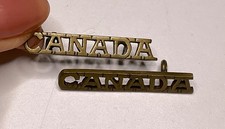 WWI Canadian CEF CANADA Brass Shoulder Titles Pair Voided Insignia WW1 picture