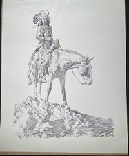 Original Signed Donald Putt Putnam Charcoal Drawing  Native American 16 X 20 picture