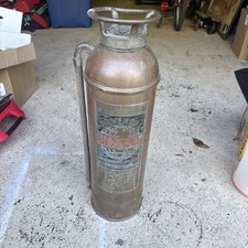 ANTIQUE UNIVERSAL GLOBE COPPER BRASS SHIELD FIRE EXTINGUISHER INDUSTRIAL STAR NY picture
