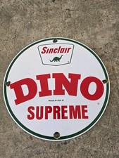 VINTAGE 1957 SINCLAIR DINO SUPREME GAS STATION PORCELAIN SIGN 12