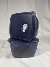 Set of 2 Tupperware Blue Vent N Serve FOOD CONTAINER 6.5 Cups 3384A-2 + LID picture
