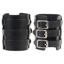 GelConnie Punk Leather Gauntlet Wristband Medieval Bracers Wrist Guards Wide ... picture